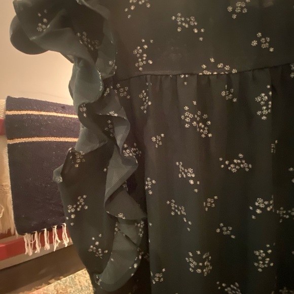 Floral Print Green Tank with Ruffles - Picture 4 of 4